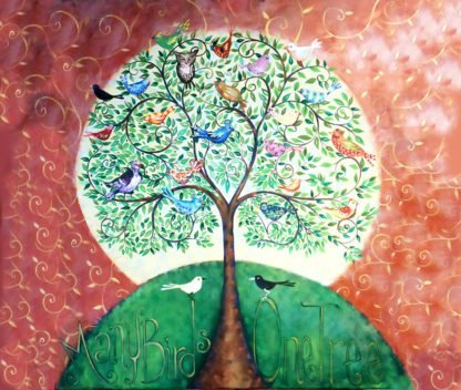 danasimson.com art print many birds one tree shows diverse birds all together in the tree of life