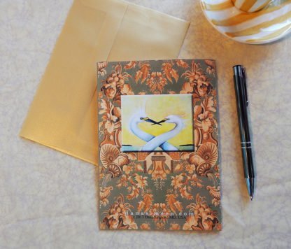 Danasimson.com Back of "heron" Gift card with vellum envelope