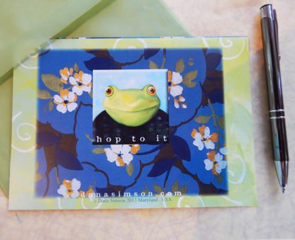 Danasimson.com Back of "Hop to it" Gift card with vellum envelope