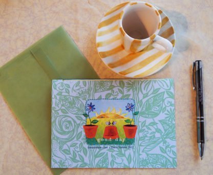 Danasimson.com Back of "happy trails" Gift card with vellum envelope