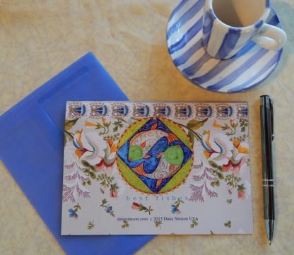 Danasimson.com Back of "mermaid" Gift card with vellum envelope