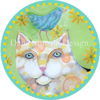 Danasimson.com Cat with bird friend car art sticker