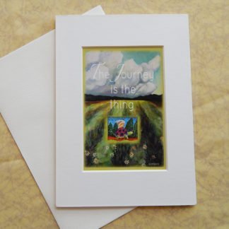 Danasimson.com Matted art card with envelope, "The Journey is the thing" quote, tortoise and hare image.