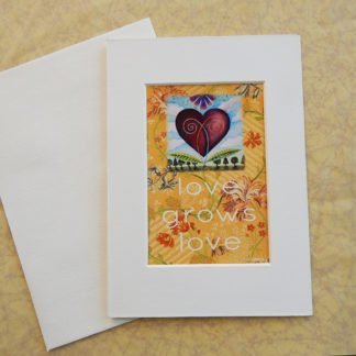 Danasimsoncom Matted art card with envelope, Love blooms image, text love grows love.
