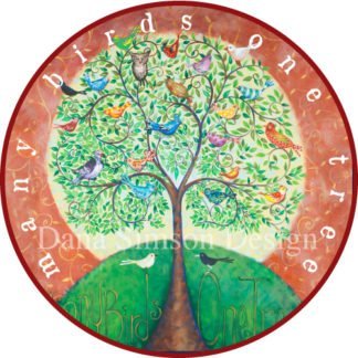 Danasimson.com tree of life image/ Many birds one tree car art sticker