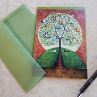 Danasimson.com Gift card "Many Birds One Tree" with vellum envelope