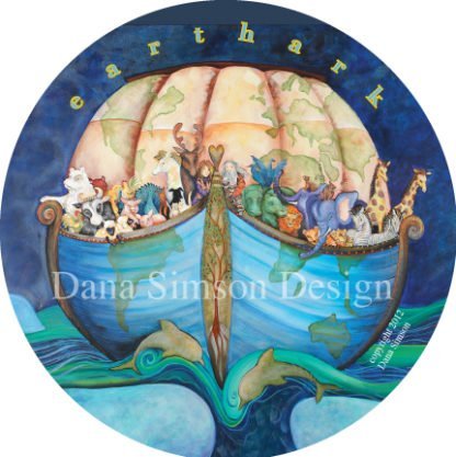 Danasimson.com "Earth Ark" with noah ark in the shape of earth car art sticker