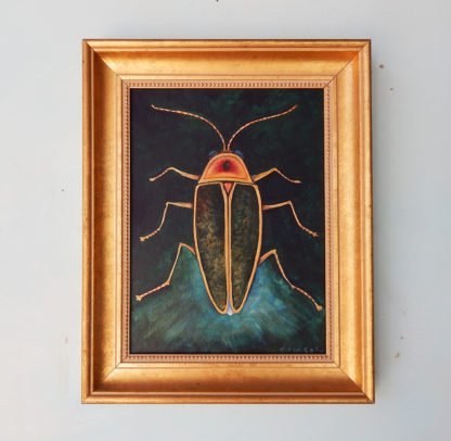 Danasimson.com original painting lightening bug in gold frame