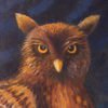 Danasimson.com original painting Night owl face detail folk art frame detail