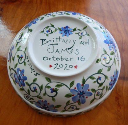 outside of dragonfly serving bowl with custom message