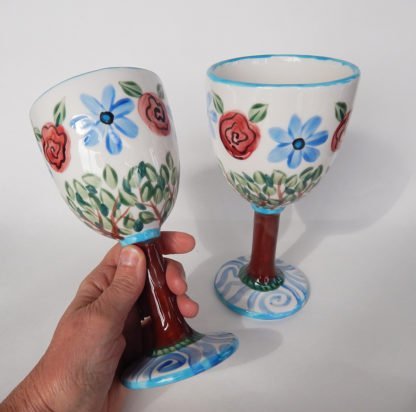 Danasimson.com View side Personalized Wedding Goblets; Long Love is a well tended Garden
