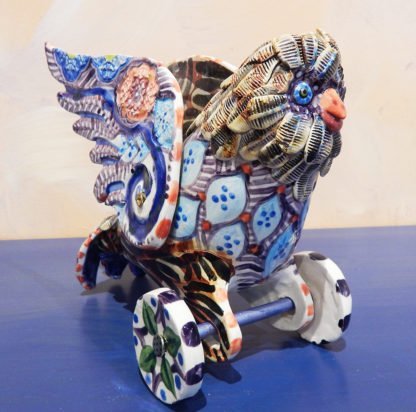 Danasimson.com Owl on wheels sculpture side/front