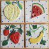 kitchen garden tiles Danasimson.com Custom ceramic tiles for kitchen; strawberry, squash, watermelon and cantaloupe.
