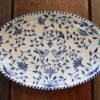 Danasimson.com Delft Blue birds "Happy.nest" Platter has hand painted love birds in a garden with acorns signifying long love.
