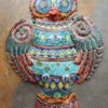Danasimson.com Large ceramic Owl wall sculpture, with elaborate patterning and relief.