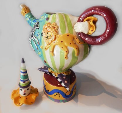 Danasimson.com Teapot "My life as a circus" with top off.