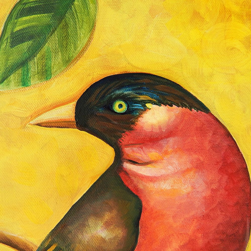 detail of robin painting