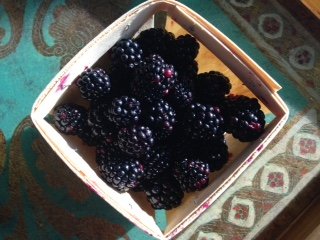 farmer's market organic black berries in a wooden box