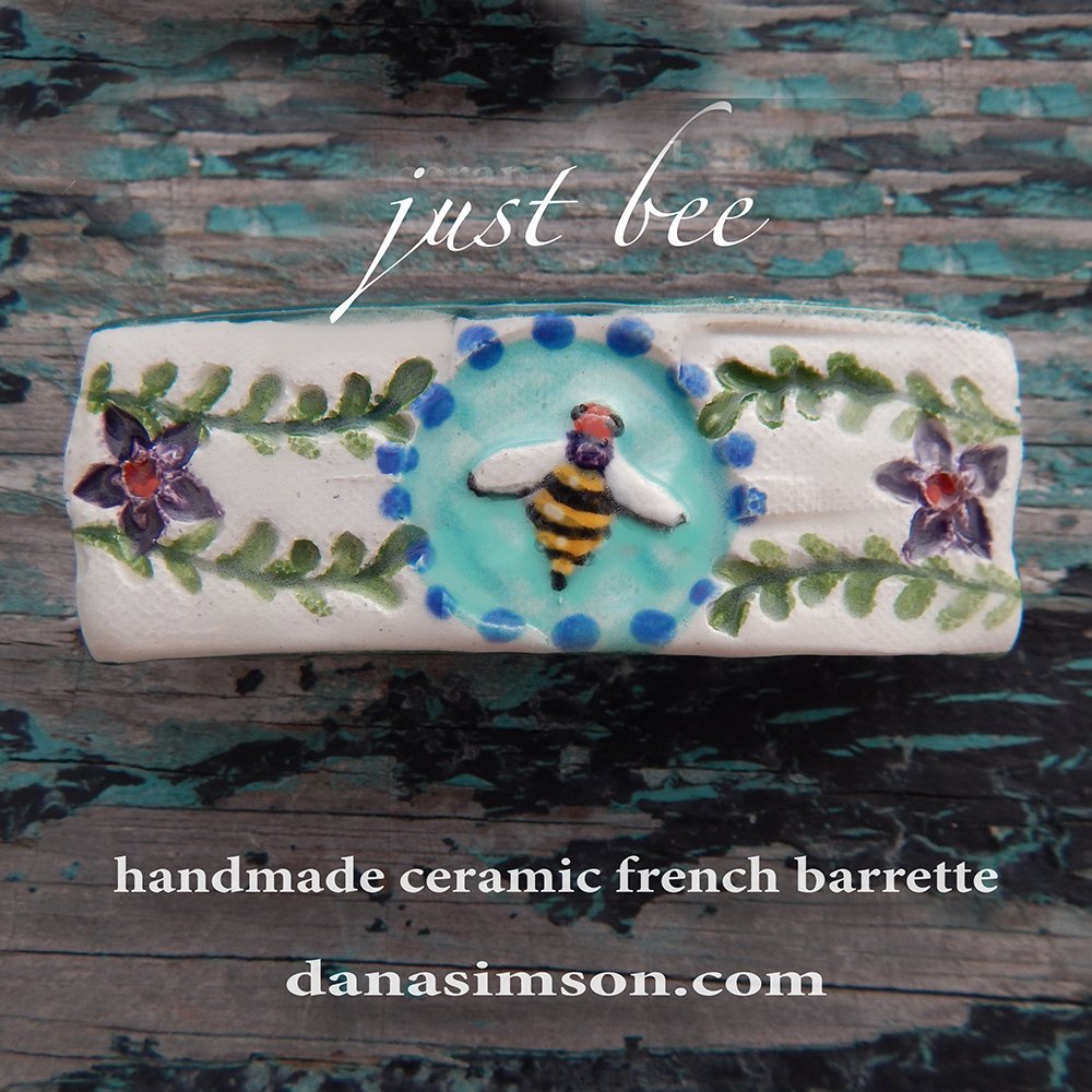 Honey bee french barrette handmade ceramic