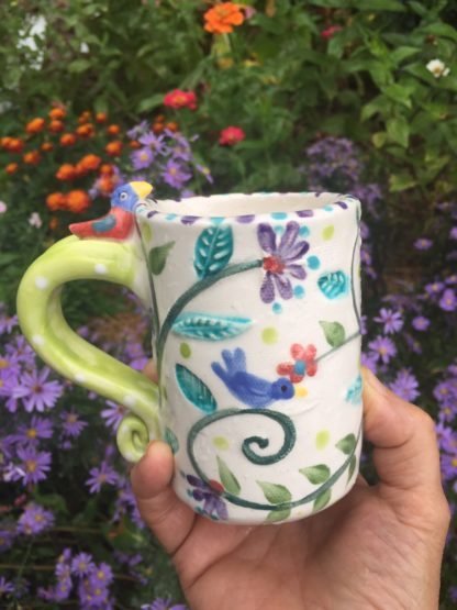 bird and vine mug